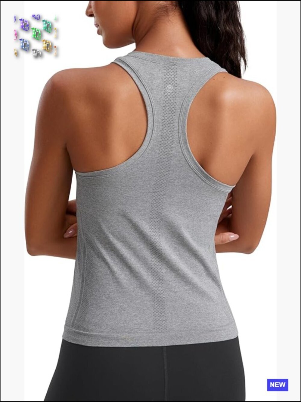Seamless Racerback Tank Top for Women - Athletic Running Gym Sleeveless Workout